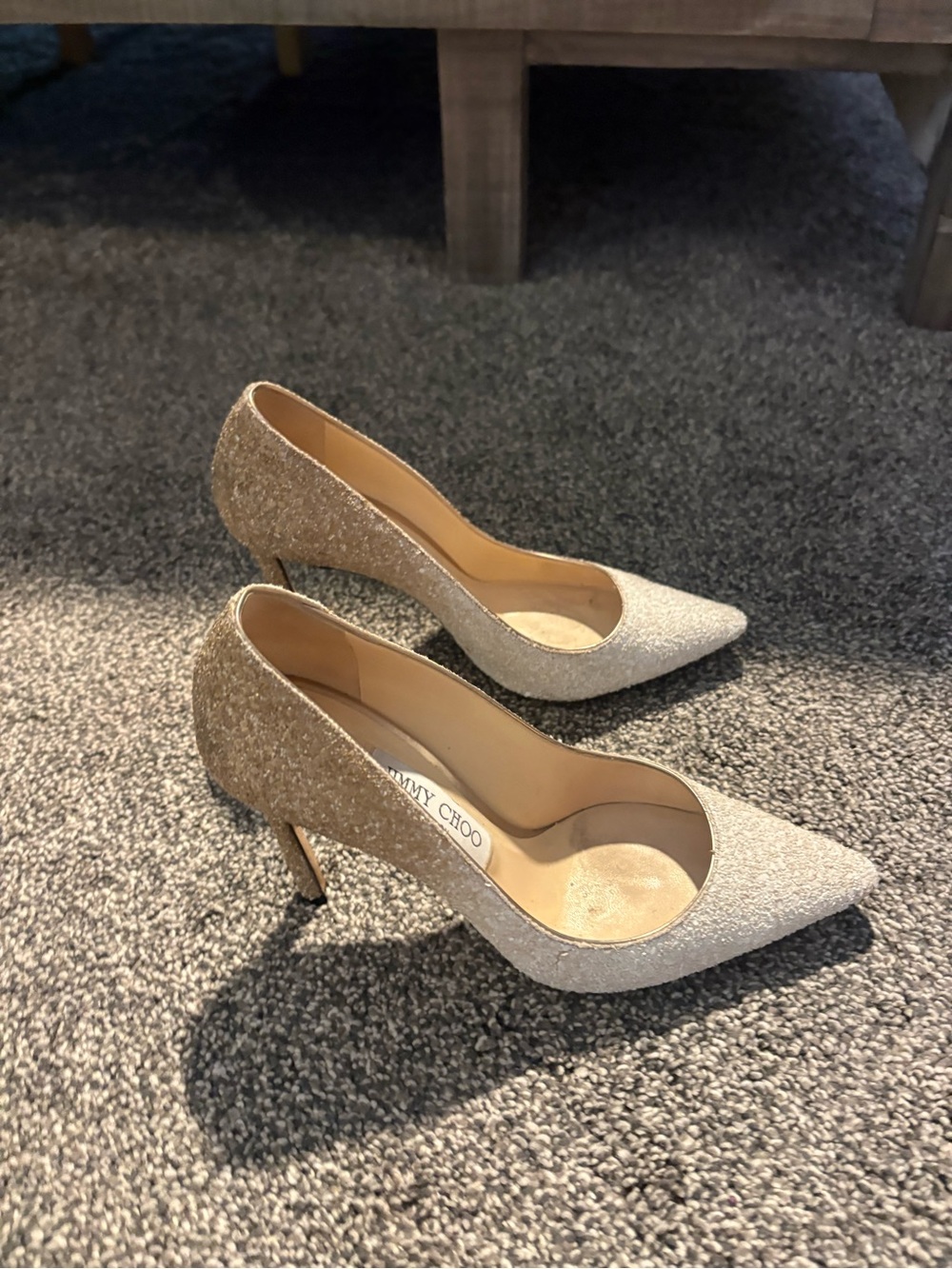 Jimmy Choo Two-Tone Glitter Pointed-Toe Pumps - Gold & Champagne